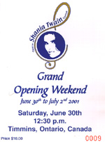 Shania Centre Grand Opening Ticket!